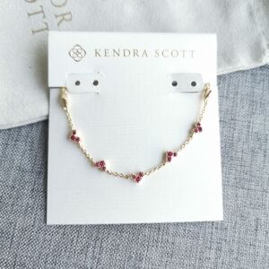 Kendra Scott Haven Heart Pink Crystal Chain Bracelet in Gold